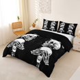thumbnail image 2 of Homewish Horror Gothic Skull Bedding,Halloween Skeleton Bones Duvet Cover Full,Black White,Black Reversible,3 Pieces,1 Duvet Cover and 2 Pillowcases, 2 of 6