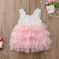 thumbnail image 2 of Nouveau-né Bébé Filles Robe Dentelle Florale Dos Creux Robe Soleil Multi-Couche Maille Tutu Princesse Robe Blanche 2-3 Ans, 2 of 6