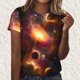 thumbnail image 4 of Blusas para Mujeres Casual Manga Corta Cuello Redondo Estampado Tops Pullover Moda Summer Tee, 4 of 5