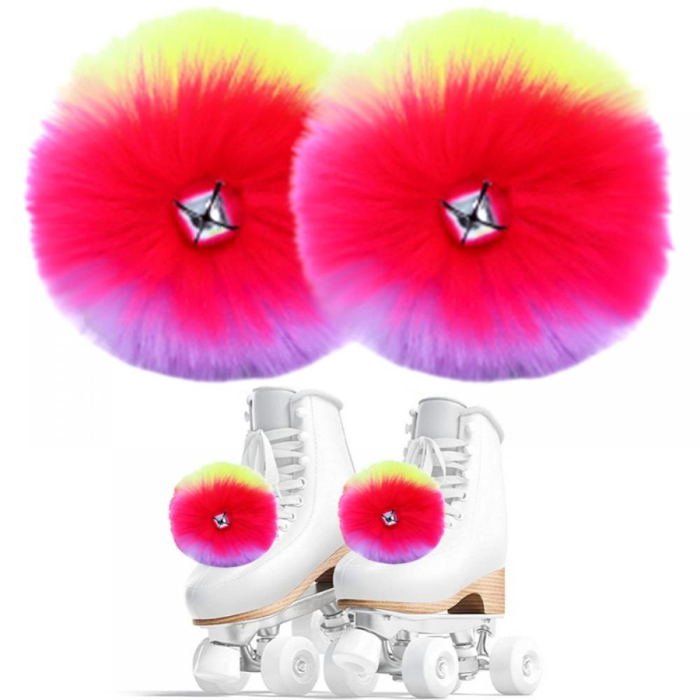 MEROTABLE Roller Skate with Pom Poms Ball DIY Kids Quad Roller Skate