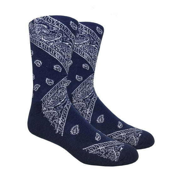 Urban-Peacock Leaf Republic Men's Novelty Fun Socks - Bandana - Navy Blue, 1 Pair