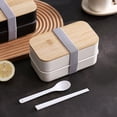 thumbnail image 4 of Caja Bento Caja de Almuerzo Estilo JaponéS de 2 Niveles, Compartimentos para NiñOs Chicos Chicas y Mujeres Hombres Adultos PreparacióN de Comidas Negro, 4 of 5