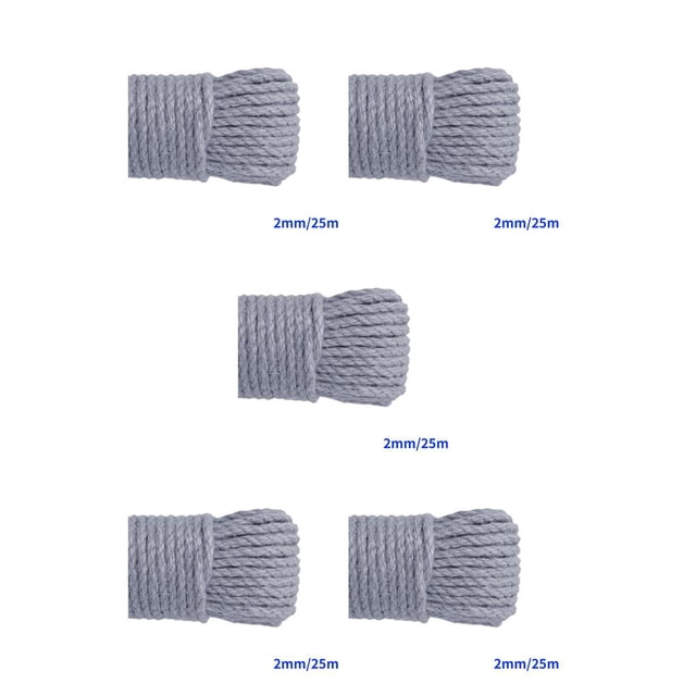 tredstone Color Rope Roll Twine String Cord DIY Handmade String Accessories Craft Scrapbooking Making Tool silver grey 2mm x 25m 5Set