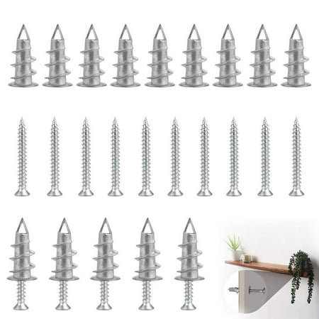 

BUZIFU 25 Pack Heavy Duty Metal Self-Drill Plasterboard Fixings Zinc Self Drilling Drywall Anchors Raw Plugs Cavity Wall Hollow Wall Anchors with 25 Pcs Plasterboard Screws for Professional and Home