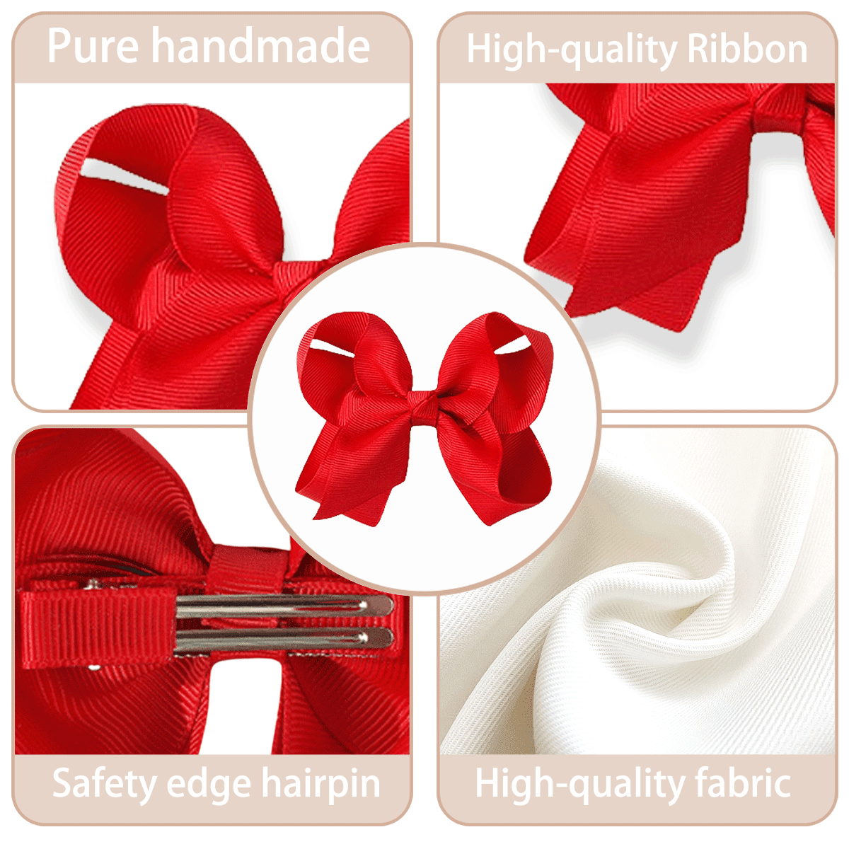 JoyBowie 12+12 Pack Small Ruffled Hair Bows & Small Red Hair Bows, Alligator Clips for Girls