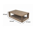thumbnail image 5 of Limy Coffee Table, 54 Inch Rectangular Top, Shelf, Antique Brown Wood, 5 of 5