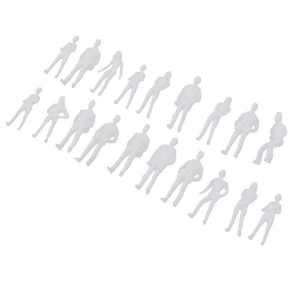 20 Piezas Miniatura Personas Sin Modelo Sunnimix 1/75 Escala Plástico Blanco