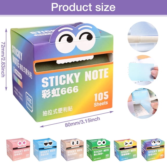 Clearance Sale | Pearlescent Transparent Sticky Notes Roll, 105 Sheets with Pull-Out Box