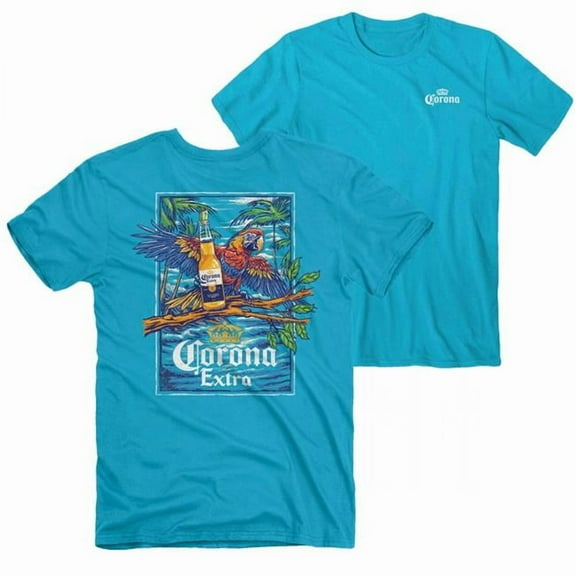 Corona Extra 890777-medium Caribbean Parrot Front & Back Print T-Shirt - Medium