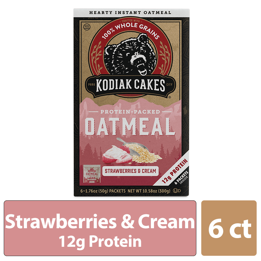 Kodiak Cakes Protein Packed Instant Oatmeal, Strawberries & Cream, 6