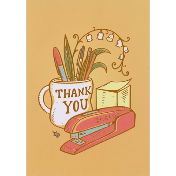 Designer Greetings Thank You Pencil Cup, Sticky Notepad and Stapler Administrative Professional's Day Card
