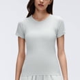 thumbnail image 5 of Uootdi Womens Tops Short Sleeve Crewneck Seamless Knit Slim Fit Stretchy Athletic Workout Gym Activewear Tees Gift, 5 of 9
