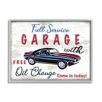 Stupell Industries Vintage Rustic Full Service Garage Sign Sports Car, 24 x 30, Designed by Elizabeth Tyndall