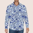 thumbnail image 2 of Raeneomay Long Sleeve Shirts for Men Printed Long Sleeved Button Up Lapel Top, 2 of 5