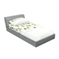 thumbnail image 2 of Ambesonne Floral Fitted Sheet & Pillow Sham Set, Branch with Flowers, Twin, Pink Green, 2 of 2