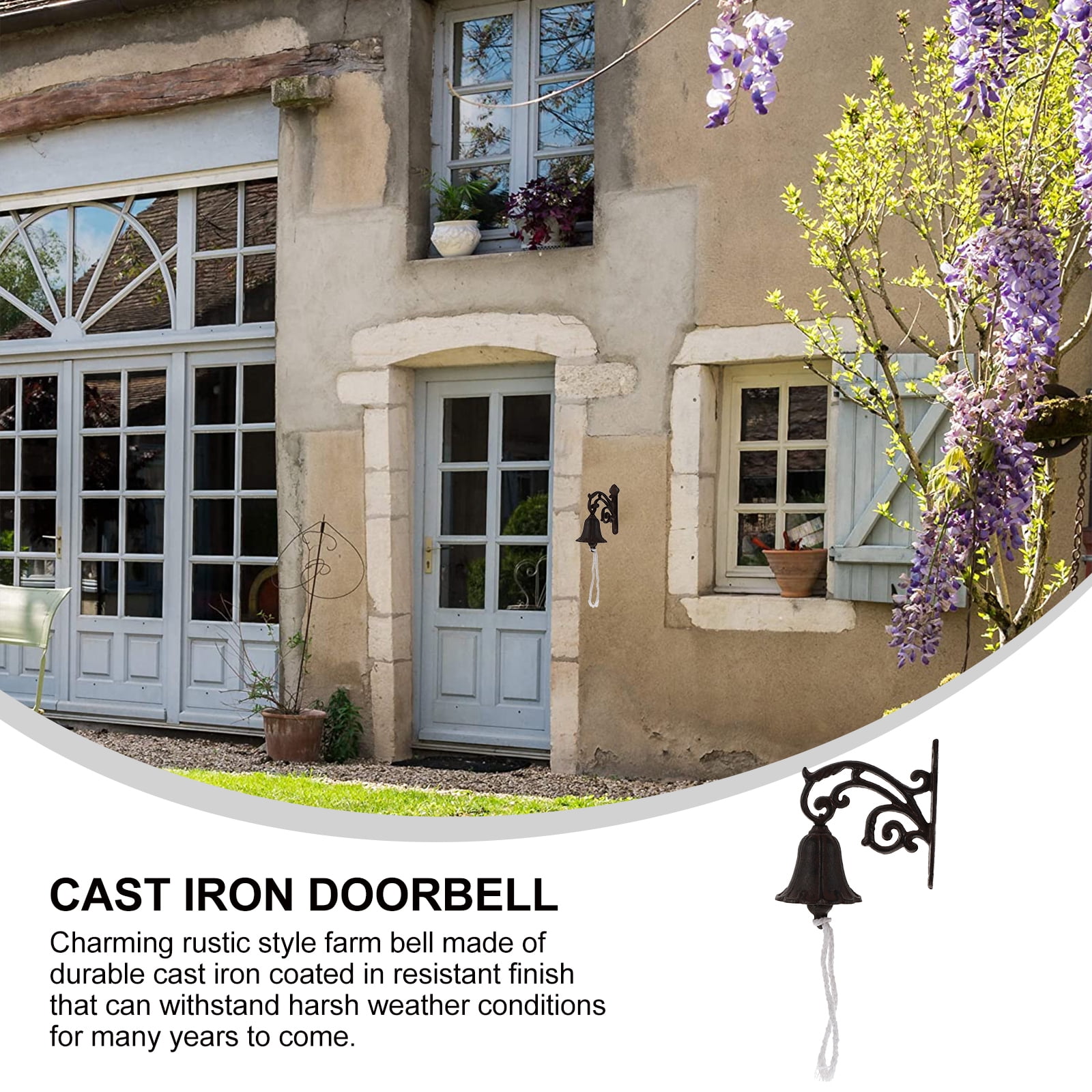 1 Set Vintage Cast Doorbell Wall Mounted Rustic Dinner Bell for Indoor Outdoor Door Gate Garden Patio Lawn