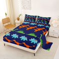 thumbnail image 2 of Homewish Lovely Dinosaur Queen Sheets,Jungle Animals Queen Sheet Sets,Navy,4-Piece,1 Flat Sheet, 1 Fitted Sheet and 2 Pillowcases, 2 of 6