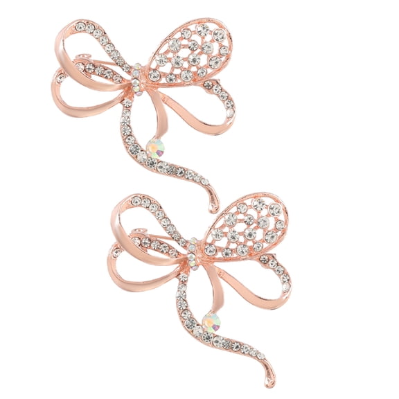 2 Pcs Bow Brooch Rhinestone for Dress Women Boutonniere Pins Clothing Student