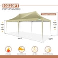 thumbnail image 4 of HOTEEL 10x20 Canopy with Sidewalls,Pop Up Canopy Party Tent with Carry Bag,Easy Up Canopy Tent for Parties,Backyard,Wedding,Event,Commercial, 4 of 10