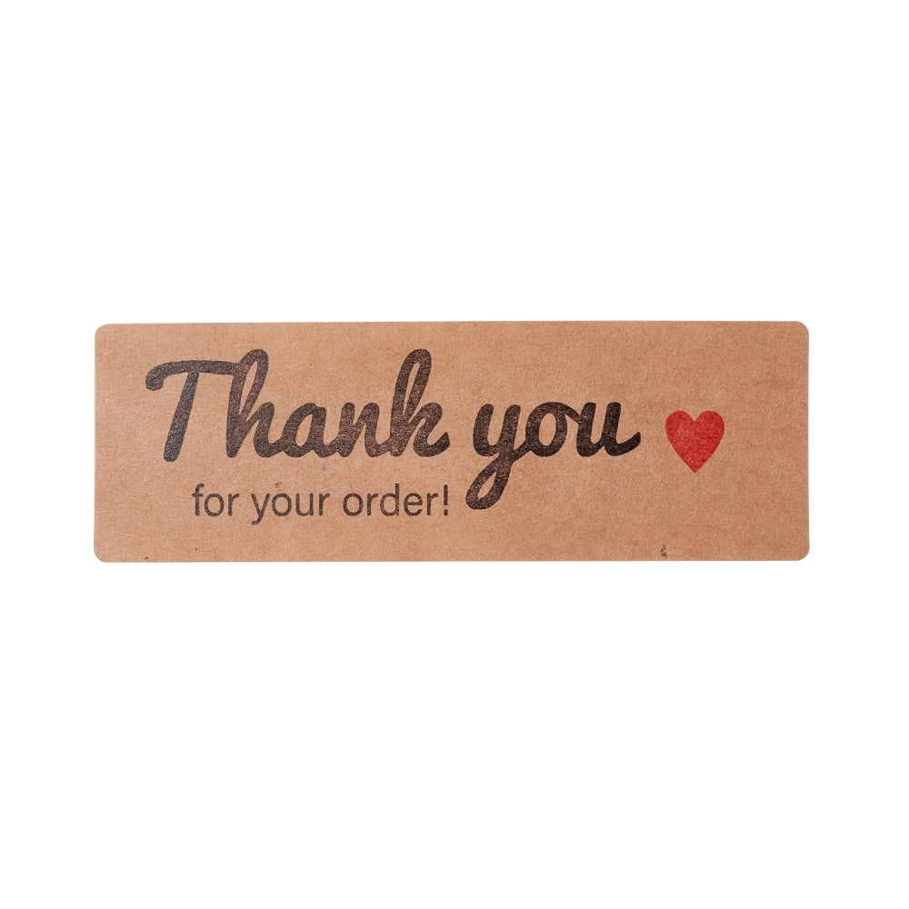 10 roll Rectangle Thank You Theme Paper Stickers Self Adhesive Roll Sticker Labels for Envelopes Mailers and Bags Peru Heart Pattern 7.5x2.5x0.01cm 120pcs/roll