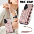 thumbnail image 5 of Allytechgroup for Samsung Galaxy A13 4G Wallet Case with 5 Cards Holders, Detachable Hand Strap & Shoulder Lanyard RFID Blocking Shockproof Protective Phone Case for Girls Women, Rosegold, 5 of 8