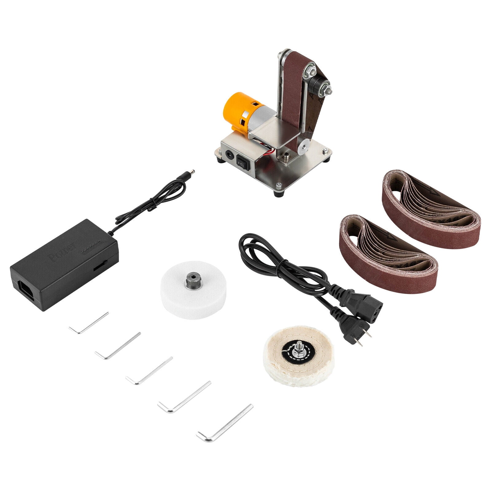 5.9*4.72*7.09in Silver Table Top Grinder Polisher Mini Belt Sander Electric Bench Grinder Sanding Machine