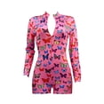thumbnail image 5 of Seyurigaoka Women Stylish Butterfly Print Romper Long Sleeve Zipper Jumpsuit Fashion Loungewear for Ladies, 5 of 7