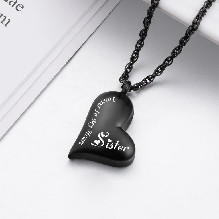 Heart Cremation Jewelry for Ashes Holder Urn Necklace for Sister Urn Pendants with Chain