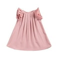 thumbnail image 2 of LLYWEY Girls Tunic Dresses, Toddler Baby Girl Ruffle Sleeveless Summer Dresses, Kids Solid Pleated Round Neck Loose Casual Sundress, , Pinks, 2T, 2 of 3