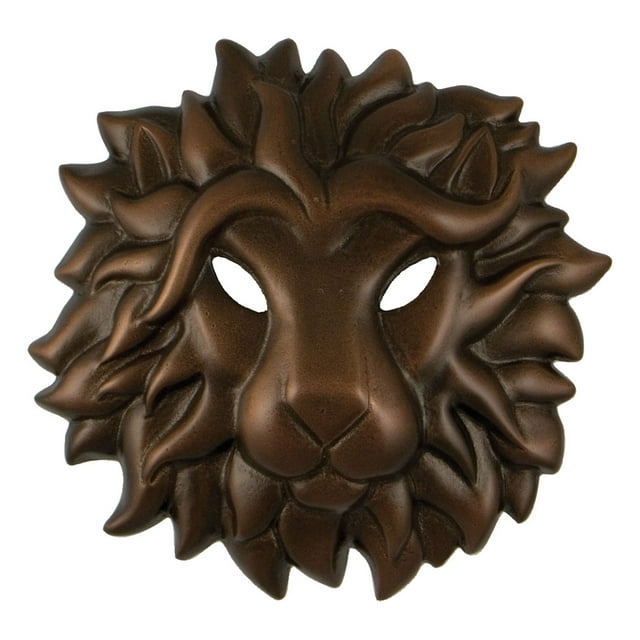 6 1/2"W x 2"D x 6 1/2"H Michael Healy Lion Head Door Knocker, Oiled Bronze