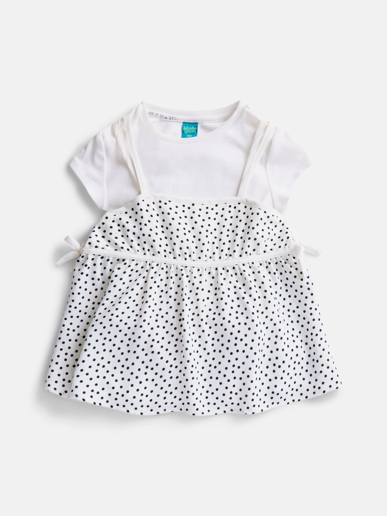 Wonder Nation Girls Layered Top with Short Sleeves, Sizes 4-18 & Plus