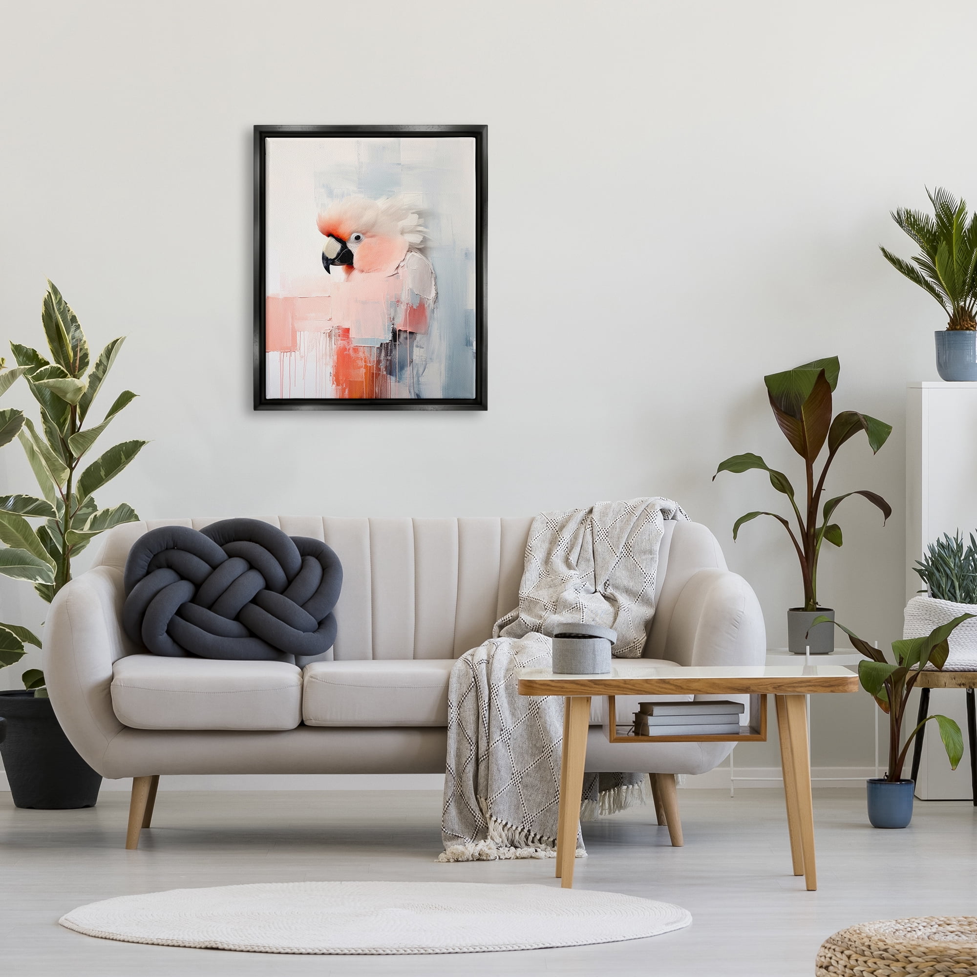 Stupell Industries Modern Cockatoo Portrait Animals & Insects Painting Black Floater Framed Canvas Art Print Wall Art, 25 x 31