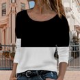 thumbnail image 2 of HAiming Women's Long Sleeve Tops Color Block Round Neck Pullover Tunic Shirts Plus Size Loose Casual Basic Blouse, 2 of 5