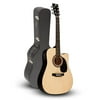 Rogue RA-090 Dreadnought Cutaway Acoustic-Electric Guitar, Natural with Road Runner RRDWA Case