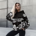 thumbnail image 4 of COEQINE Tops Women's Hoodies Sweatshirts Pullover Oversized Crewneck Fit Soft Loose Long Sleeves Fashion Y2K Lightweight Dragonfly Flowers and Moon Hooded Sweatshirt Outfits Clothes, S, 4 of 7