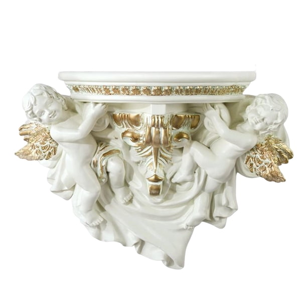 Estante flotante de pared europeo para decoración de estatuas de ángel, estante colgante para exhibición Beige