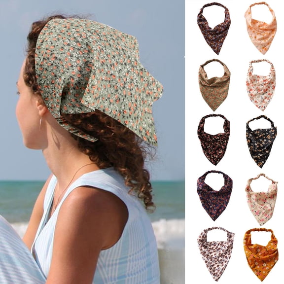 Floral Hair Bandanas Head Kerchief Women Bandana Print Hair Scarf Triangle Hair Kerchief With Ties Head Scarf