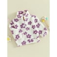 thumbnail image 4 of JYYYBF Toddler Baby Girls Fleece Coat Flower Print Stand Collar Quarter-Zip Pullover Sweatshirt Plush Jacket Winter Warm Outerwear, 4 of 6