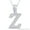 Rhodium Plated, variant on Initial Letter "X" Block Script Cubic Zirconia CZ Crystal Pendant in .925 Sterling Silver w/ Rhodium