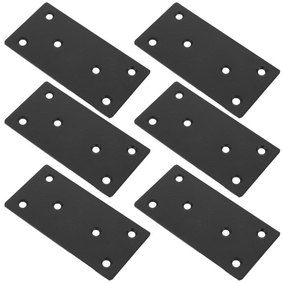 OFFIGAM Black Flat Metal Brackets for Wood Furniture Connecting 6 Sets