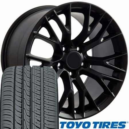 - OE Wheels 17 Inch Fit Corvette Camaro C7 Z06 Style Satin Black 17x9.5 Rims and Toyo Tires Hollander 5734 SET