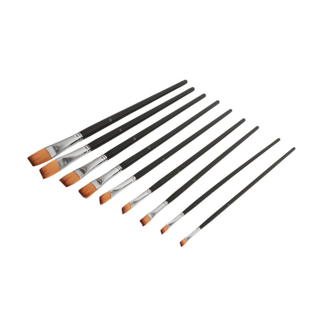 JUEGO DE PINCELES DE PINTURA CON LARGO Y PUNTA PLANA ESTRecha de Nailon Profesional Para Artistas, Adecuado para Estudiantes, Aficionados y Artistas, Juego de Pinceles de Nailon