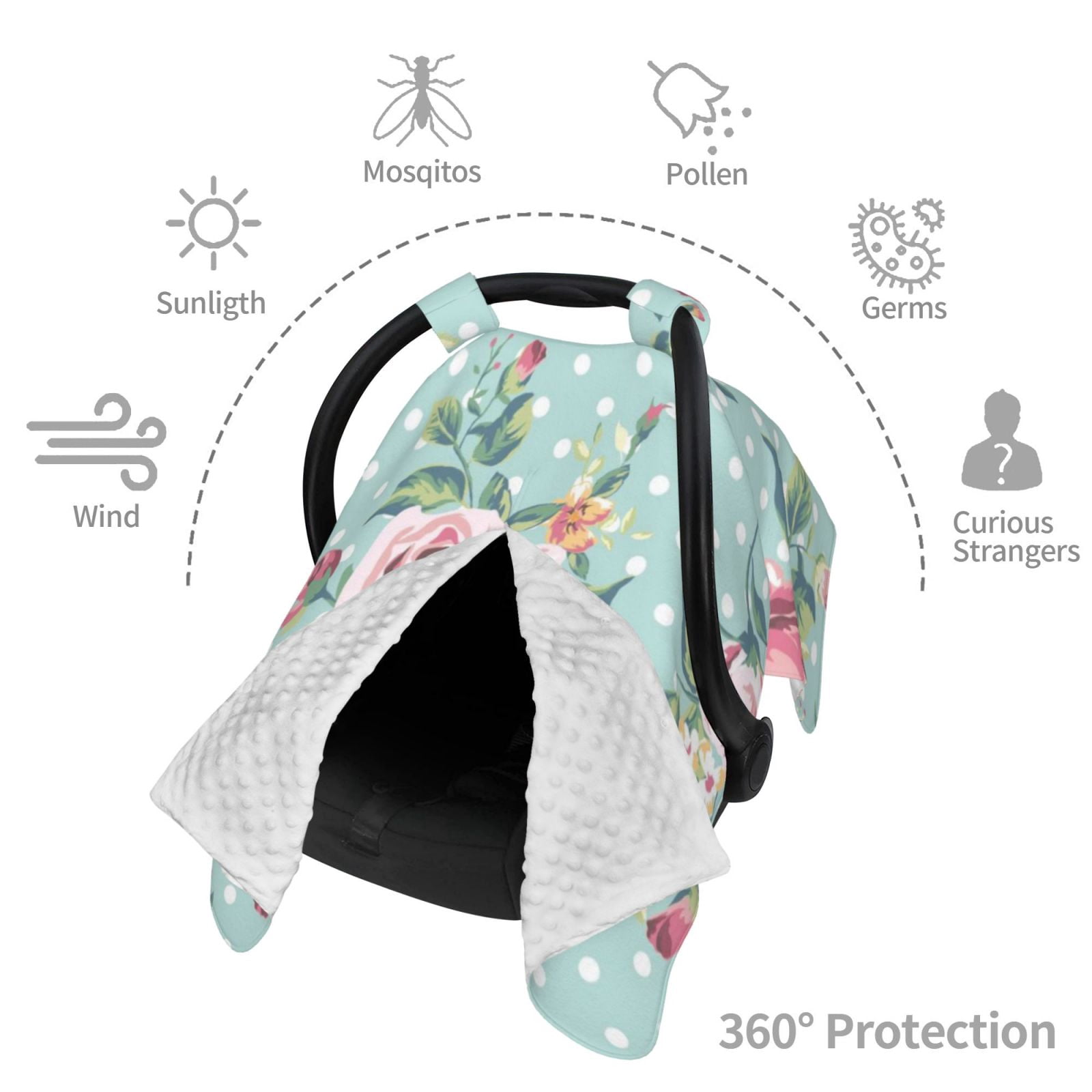 Car Seat Cover Baby - Vintage Floral (2) Breathable Infant Car Seat Cover for Baby Carseat, Lightweight Comfort Baby Essentials Must Haves Newborn Stuff for Girl Boy