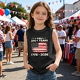 thumbnail image 2 of Kids USA 250th Independence Day Sleeveless Tank Top, Patriotic Flag Print Crew Neck Casual Tee for Boys Girls, Lightweight Summer Top for 4th of July(Black3,12-13 Years), 2 of 6