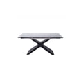 thumbnail image 3 of Extendable Dining Table with Glass Top - Modern Dining Room Table, Black Metal Legs, Kitchen Table, 3 of 5