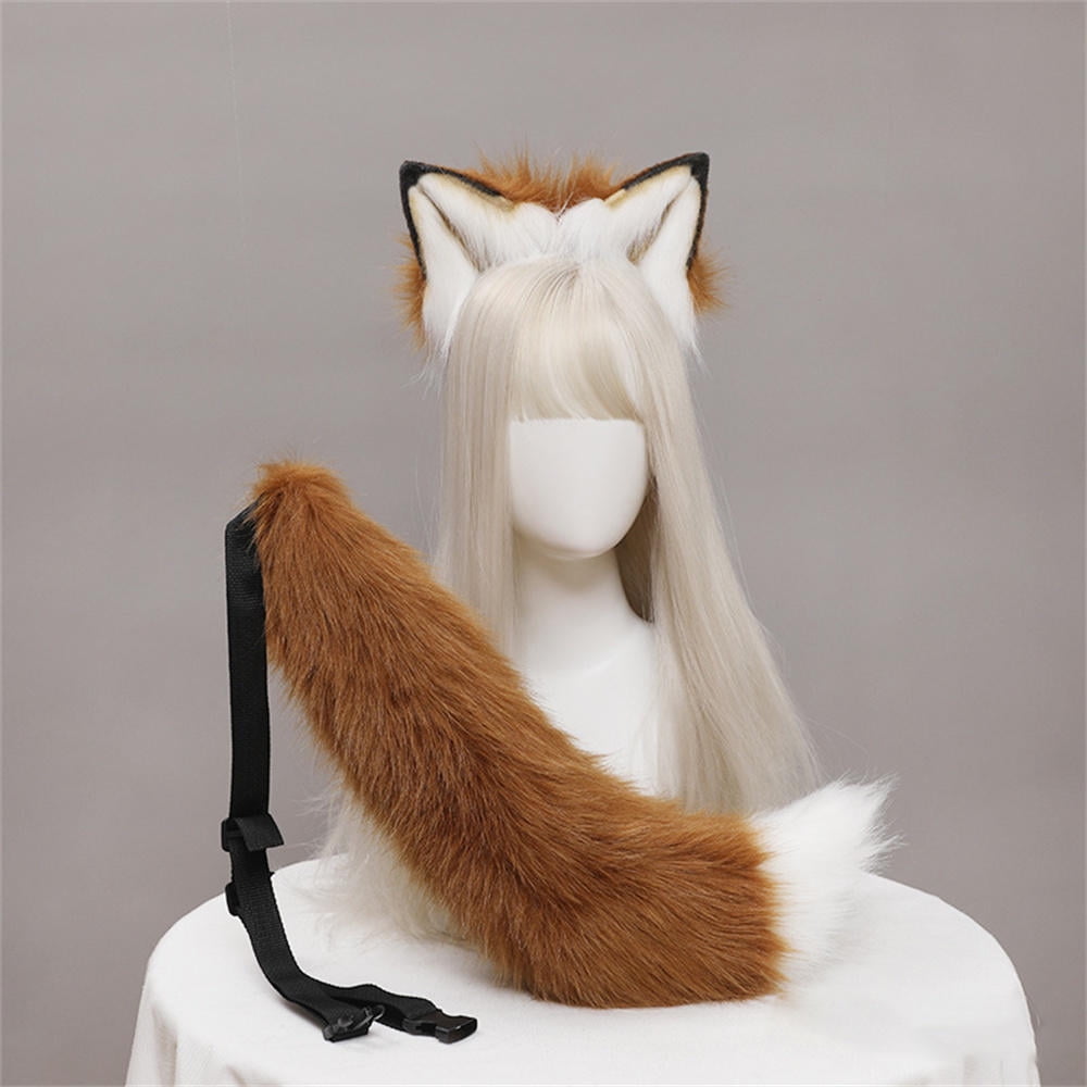 SIFANA Girls& Adults Faux Fur Fox Wolf Ears Headband Furry Tail Anime