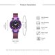 thumbnail image 3 of Reloj de pulsera con correa de malla de aleación de cuarzo y números romanos con esfera redonda de moda para mujer (púrpura), 3 of 8