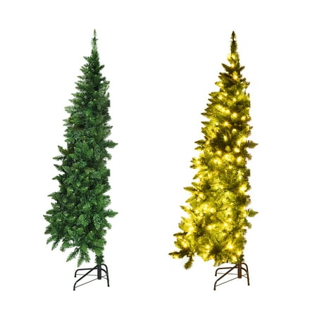 Gymax 5ft LED Pre-lit Half Christmas Tree PVC Artificial Tree w/ 8 Flash Modes 250