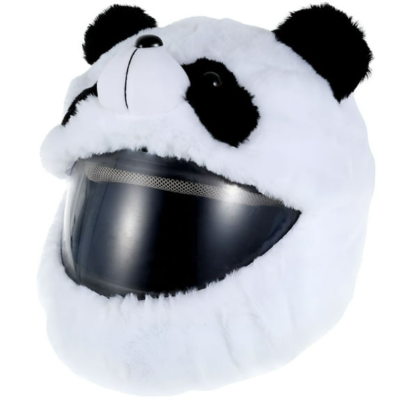 TELOLY Helmet Plush Cover Cute Motorcycle Helmet Cover Fluffy Animal Panda Motorcycle Helmet Protection Cover Funny Full Motorbike Dust Cover for Outdoor Ride