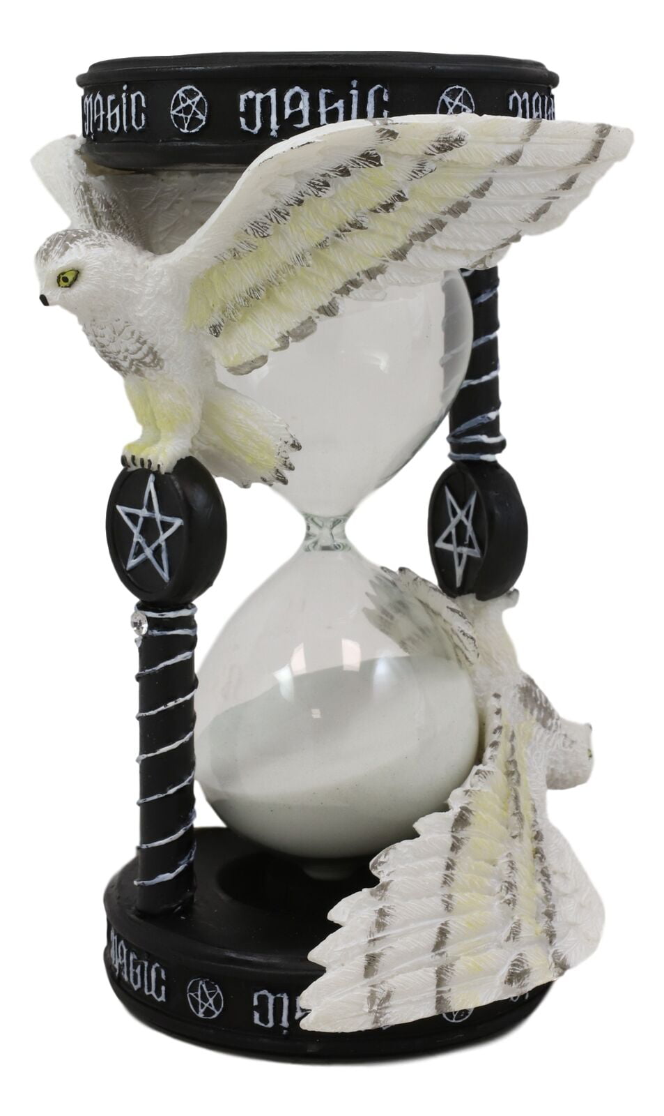 Ebros 7" Tall Awaken Your Magic Pentagram Snowy Owl Sand Timer by Anne Stokes 